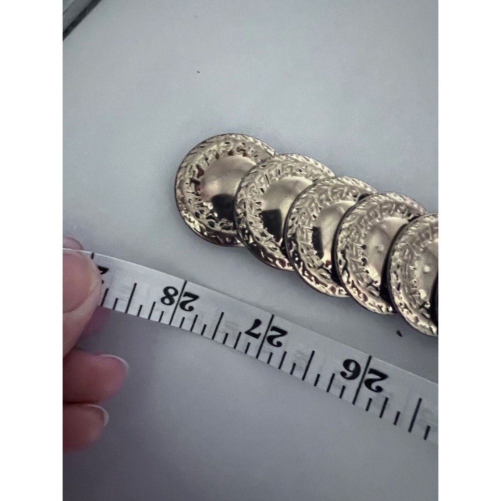 Vintage‎ Gold Tone Coin Chain Belt Textured Metallic Disc Statement Waist Belt - Picture 2 of 3